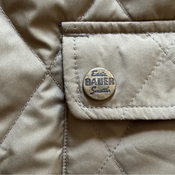 Eddie Bauer Down Quilted Vest Women’s Large Tan Orange Reversible Lightweight - Picture 8 of 8